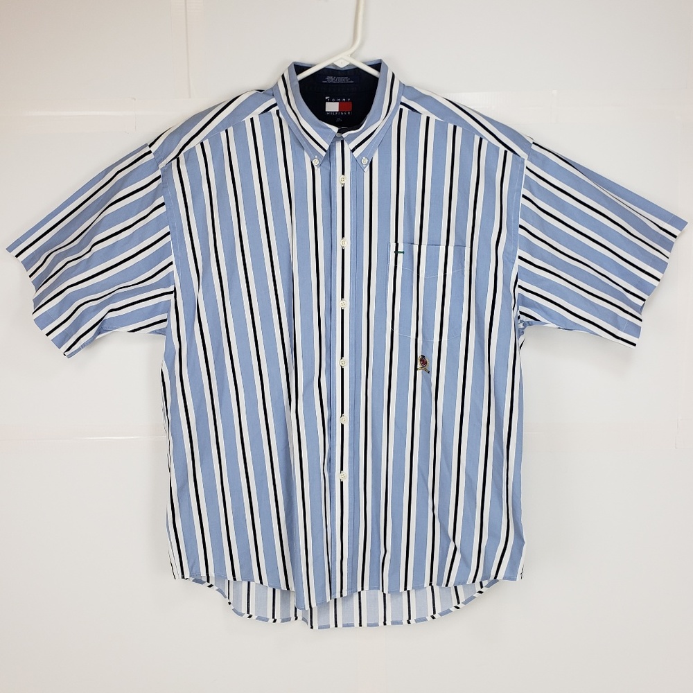 Tommy Hilfiger Casual Shirt Stripes Men's XL Crest